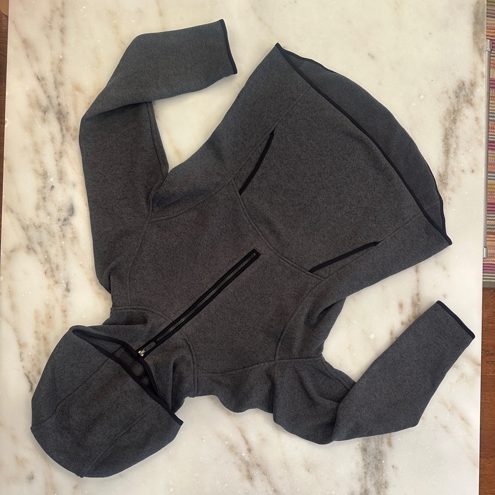 Charcoal Hooded Jacket with Black Zipper